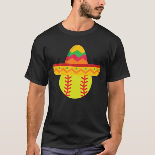Sombrero Softball Cinco De Mayo Softball Player T-shirt (Voorkant)