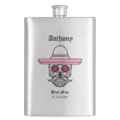 Sombrero Sugar Skull | Best Man Wedding Gift Flacon (Voorkant)