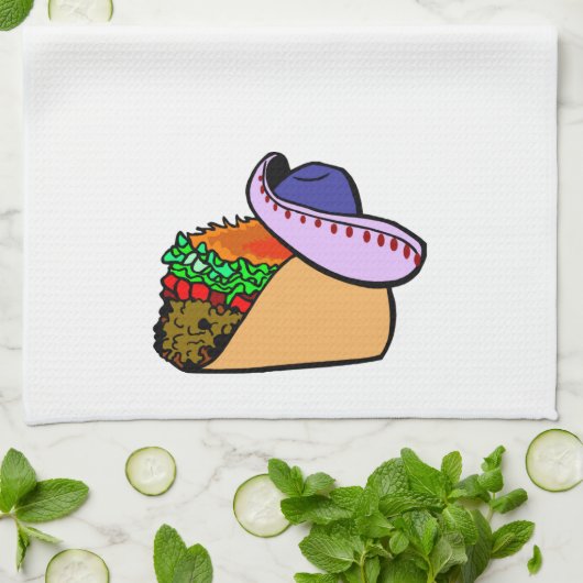 Sombrero Wearing Taco Theedoek (Gevouwen)