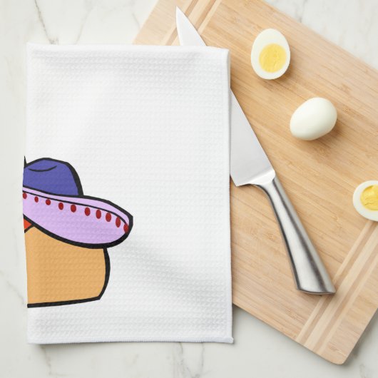 Sombrero Wearing Taco Theedoek (Quarter Fold)