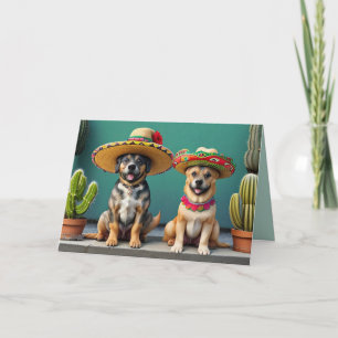 Sombreros Perros Feestdagen Kaart