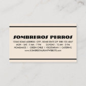 Sombreros Perros Klantenkaartje (Achterkant)