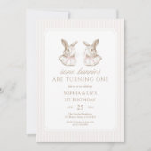 Some Bunnies Are Turning One Twin Birthday Kaart (Voorkant)