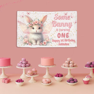 Some Bunny 1e Verjaardag Fee Vlinders Spandoek