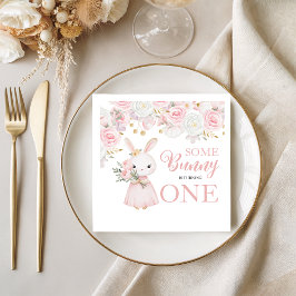 Some Bunny 1st Birthday Floral Napkins Servet