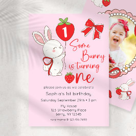 Some Bunny 1st Birthday Photo Kaart