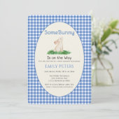 Some Bunny Baby Shower Blauw Kaart (Staand voorkant)