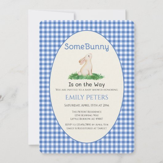 Some Bunny Baby Shower Blauw Kaart (Voorkant)