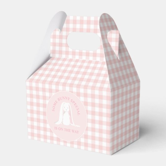 Some Bunny Baby Shower Roze Gingham Bedankdoosjes (Voorkant Zijde)