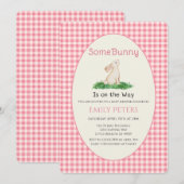 Some Bunny Baby Shower Roze Kaart (Voorkant / Achterkant)