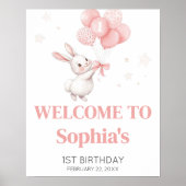 Some Bunny Balloon Birthday Party Welcome Sign Poster (Voorkant)