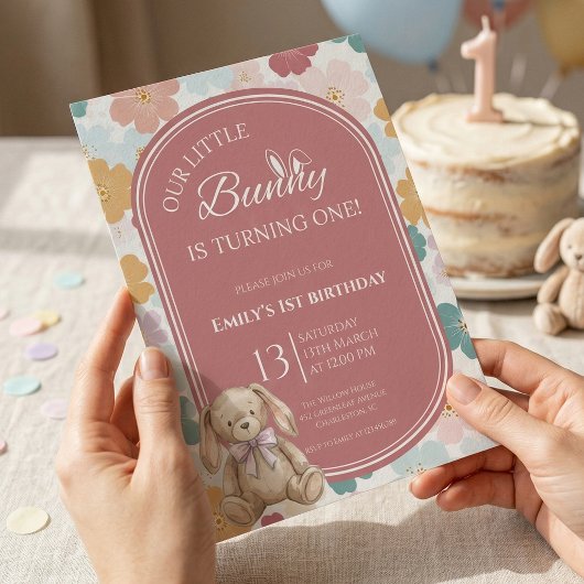 Some Bunny Birthday Invitation Bunny 1st Birthday Kaart
