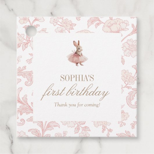 Some Bunny Birthday Pink Bunny Party Bedankjes Labels (Voorkant)