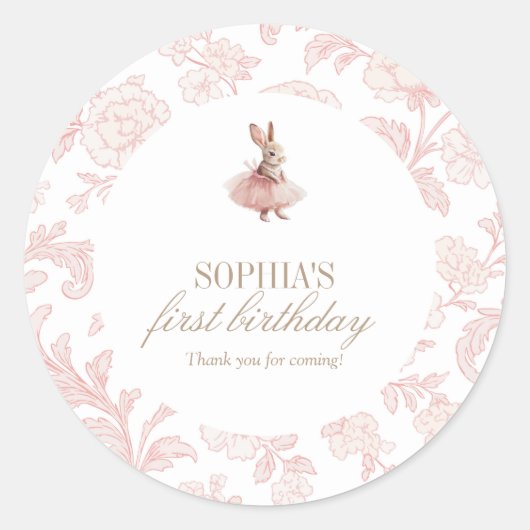 Some Bunny Birthday Pink Bunny Party Ronde Sticker (Voorkant)