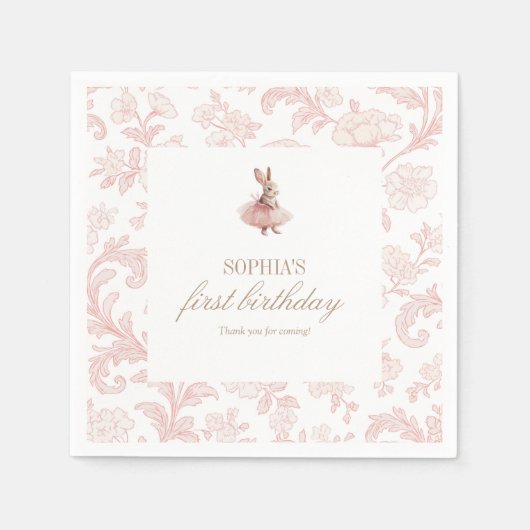 Some Bunny Birthday Pink Bunny Party Servet (Voorkant)