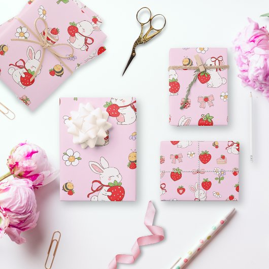 Some Bunny Birthday Pink Inpakpapier Vel