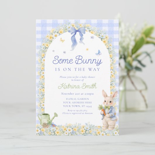 Some Bunny Boy Baby Shower Kaart (Staand voorkant)