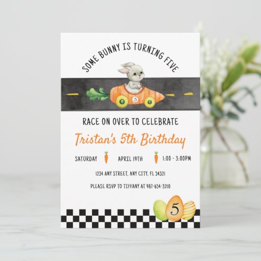 Some Bunny draait vijf paashaas race Kaart (Staand voorkant)