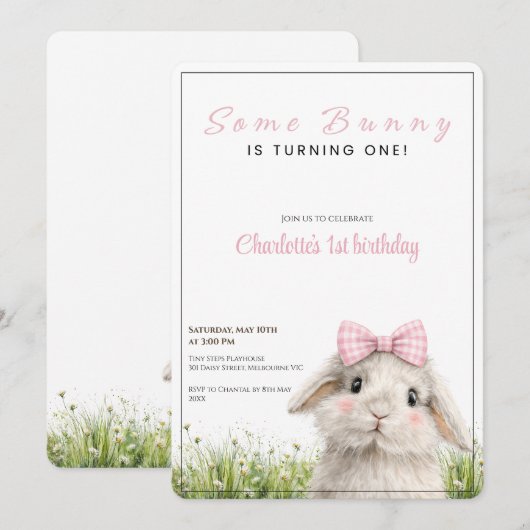 Some Bunny First Birthday  Kaart (Voorkant / Achterkant)