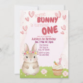 Some Bunny First Birthday, Pink Invitation Kaart (Voorkant)
