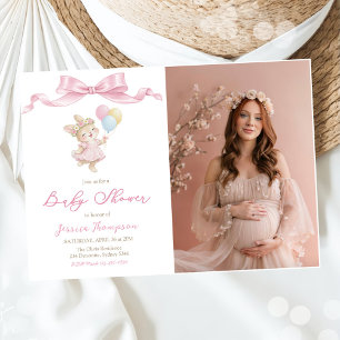 Some Bunny Girl Roze Baby Shower Feest Foto Kaart