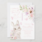 Some Bunny Is 1 Meisje 1e Verjaardag Bloem Vlinder Kaart (Voorkant)