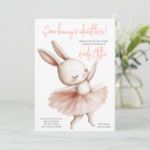 Some Bunny Is Almost Here Ballerina Baby Shower Kaart (Staand voorkant)