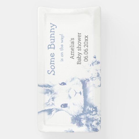 Some Bunny is coming Blue Baby Shower  Spandoek (Verticaal)