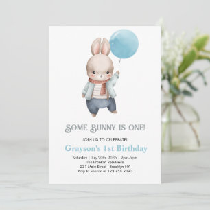 Some Bunny is een Blue Boy Bunny 1st Birthday Kaart