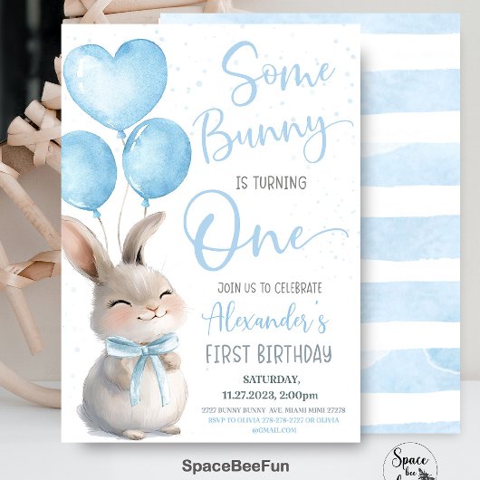Some Bunny is een Bow Bunny 1st Birthda Kaart