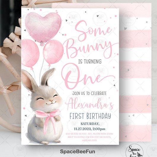 Some Bunny is een Bow Bunny 1st Birthda Kaart