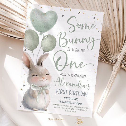 Some Bunny is een Bow Bunny 1st Birthday Kaart
