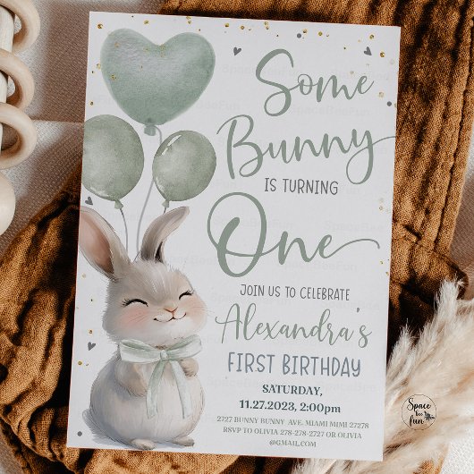Some Bunny is een Bow Bunny 1st Birthday Kaart