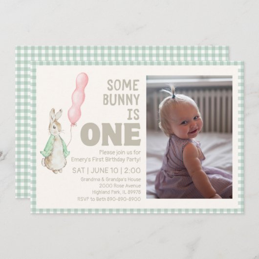 Some Bunny is een eerste verjaardagsfeestje uitnod Kaart (Voorkant / Achterkant)