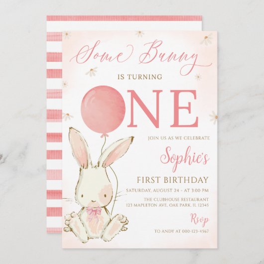 Some Bunny is een konijn 1e verjaardagsfeestje Kaart (Voorkant / Achterkant)