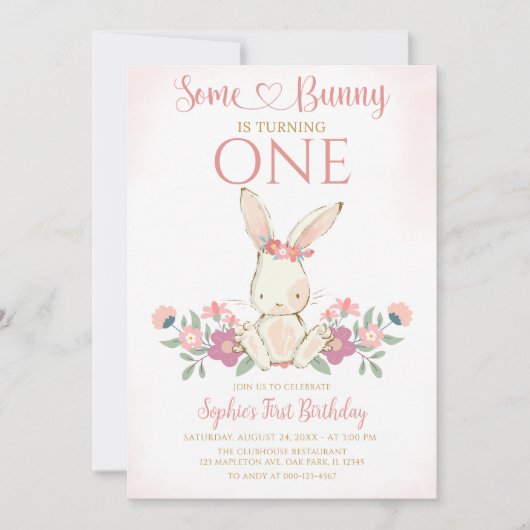 Some Bunny is een konijn 1e verjaardagsfeestje Kaart (Voorkant)