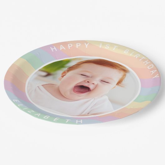 Some Bunny is een Schattigee regenboog verjaardags Papieren Bordje (Gekanteld)