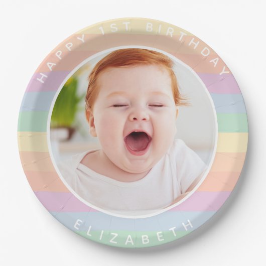 Some Bunny is een Schattigee regenboog verjaardags Papieren Bordje (Voorkant)