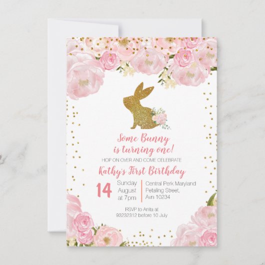 Some Bunny is het draaien van een 1e verjaardag ui Kaart (Voorkant)