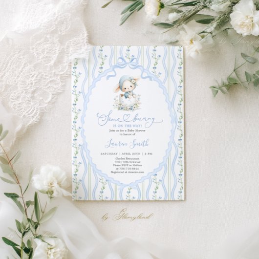 Some Bunny Is On The Way Baby Shower Boy Kaart