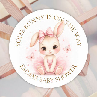 Some Bunny Is On The Way Baby Shower - Custom Text Ronde Sticker