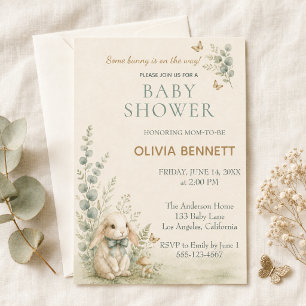Some Bunny Is on the Way Baby Shower Saliegroen Kaart