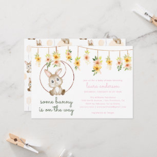 Some Bunny Is On The Way Boho Konijn Baby Shower Kaart