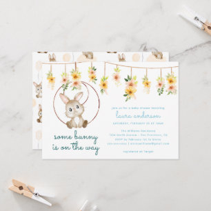 Some Bunny Is On The Way Boho Konijn Baby Shower Kaart