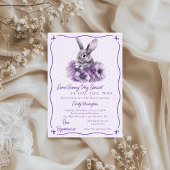 Some Bunny Is On The Way Purple Baby Shower Kaart
