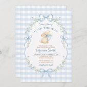 Some Bunny Is On the Way with Blue Bows Kaart (Voorkant / Achterkant)