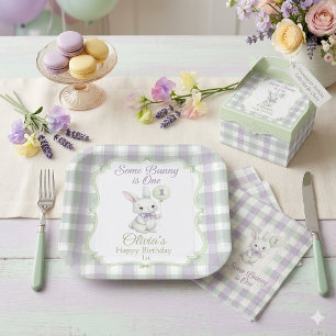 Some Bunny is One 1e Verjaardag Papieren Bordje