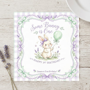 Some Bunny is One 1ste verjaardag servetten salie 