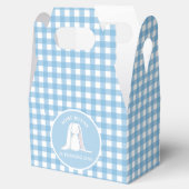 Some Bunny is One blauwe Gingham Verjaardag Bedankdoosjes (Geopend)