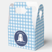 Some Bunny is One blauwe Gingham Verjaardag Bedankdoosjes (Geopend)